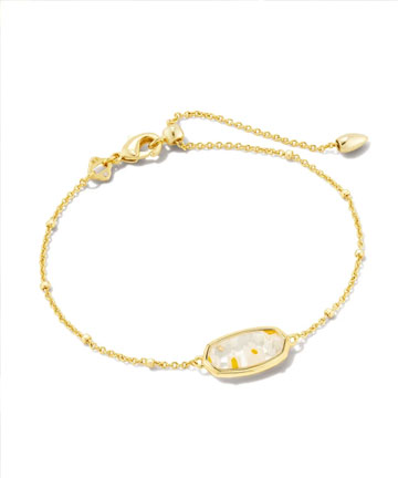 Framed Elaina Gold Delicate Chain Bracelet in White Mosaic