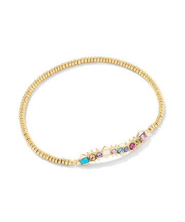 Devin Gold Crystal Stretch Bracelet in Pastel Mix